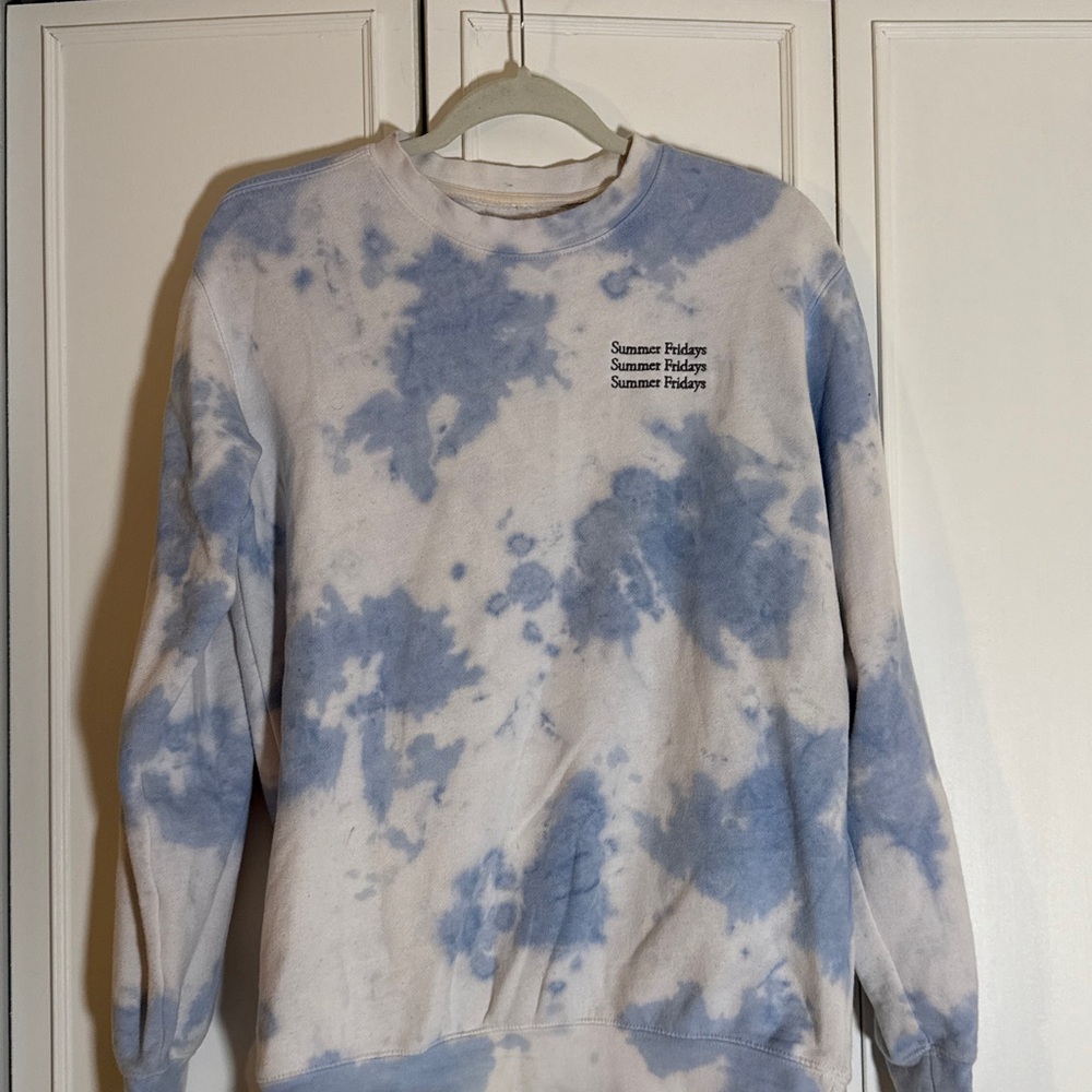 Summer Fridays Blue and White Tie-Dye Sweater